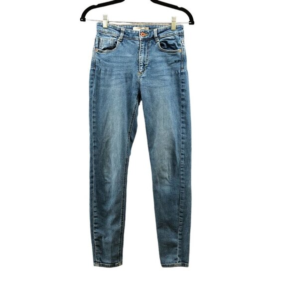 Zara Skinny Jeans Womens 2 Mid Rise  Stretch Medium Wash Z1975 - Picture 1 of 12